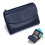 Bolsa feminina de couro com proteção RFID azul-escura 2
