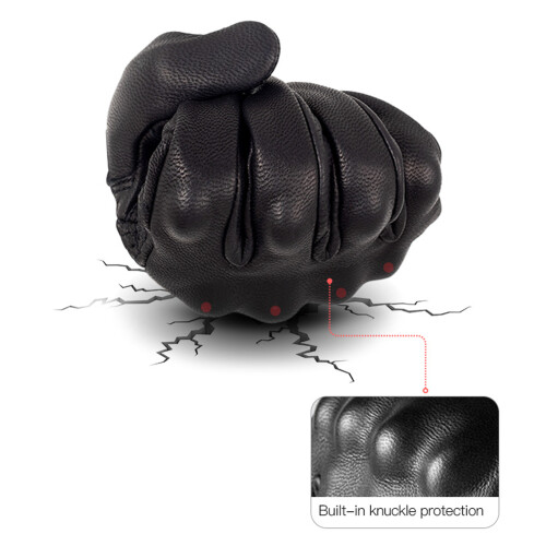 Motorrad-Handschuhe M Schwarz Ziegenleder Touchscreen 1