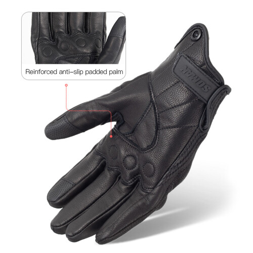 Motorrad-Handschuhe M Schwarz Ziegenleder Touchscreen 2