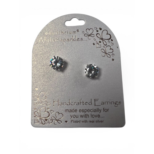 All That Sparkles Circle Of Hearts Silver Plated Stud Drop Earrings