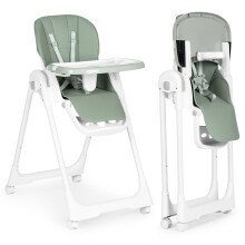 Cadeira de alimentação com alças de couro ecológico reguláveis em altura bandeja dupla verde ECOTOYS