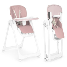 Scaun înalt scaun de hrănire curele din piele ecologică reglabilă pe înălțime tavă dublă roz ECOTOYS