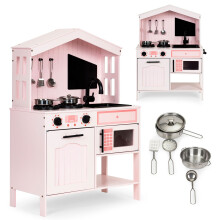 Bucatarie copii din lemn, cuptor, arzatoare cu microunde, accesorii ECOTOYS