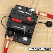 2set 40 Amp Circuit Breaker 12V - 48V,12 Volt Circuit Breaker 40A Waterproof with Manual Reset Inline for RV Audio