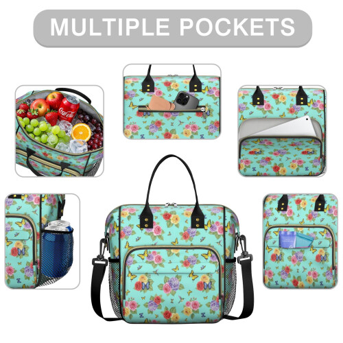 Μεγάλη τσάντα φαγητού Pioneer με floral print και μονωμένη στεγανότητα για γυναίκες – 1