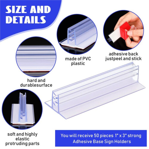 80 Pcs Sign Holder, Adhesive Base Sign Holders Multiple Uses for Counters, Warehouses, Base Holders with Adhesive 1
