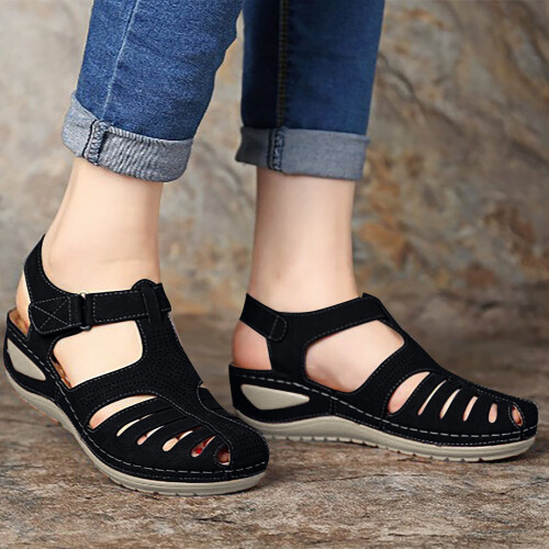 Γυναικεία καλοκαιρινά σανδάλια Casual Flat μονόχρωμα παπούτσια Loophole 39Black 1