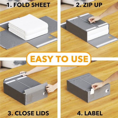 Bed Sheet Organizers and Storage, Foldable Sheet,Sheets Set Folder Keeper with Window Organizing Bedding Container 2