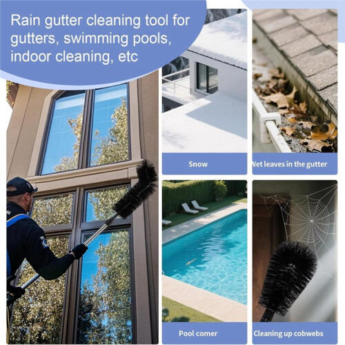 Gutter Cleaning Tools From Ground - Long Adjustable Gutter Cleaner & Brush, Rain Gutter Cleaning Tool for Easy Clean 2