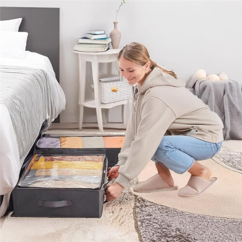 Underbed Storage Bags, Foldable Containers for Blankets, Towels, Comforters,4pack 1