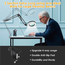 Folding 5X Illuminated Magnifier USB 3 Colors 72 LED Magnifying Glass for Soldering Iron Repair Table Lamp Black