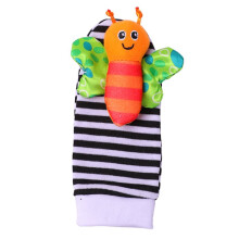 4 Stuks Babyspeelgoed 0-12 Maanden Baby Rammelaars Speelgoed Dieren Sokken Polsband + Rammelaar Voetsokken Insecten Polsband Peutersokken