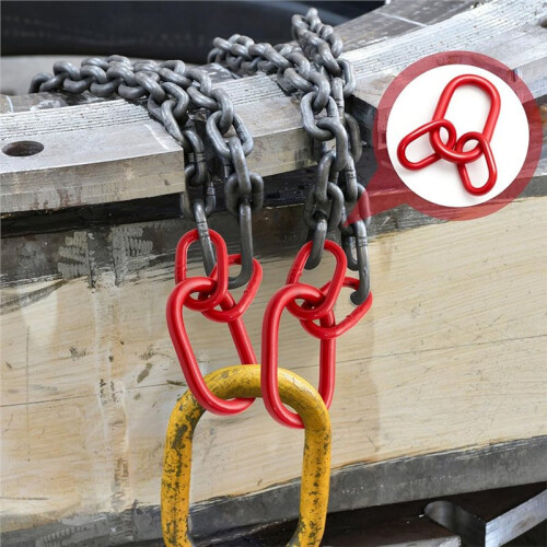 2 Pack Chain Sling Ring, Oblong Master Link Hoist Ring, 10360 Lbs, Grade 80 for Lifting Rigging Hardware, Red 1