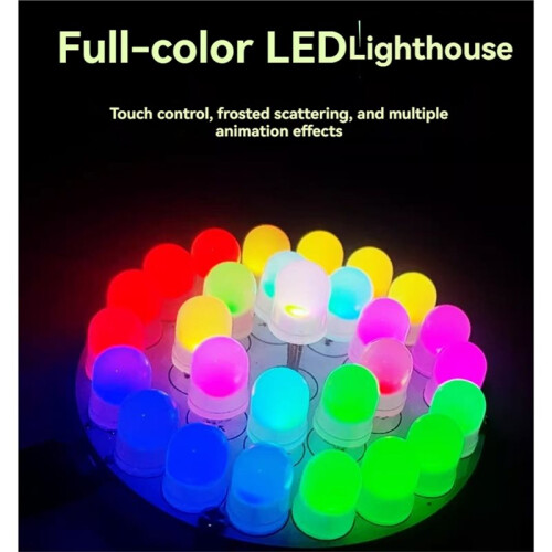 Full-Color LED Lighthouse Kit Touch Control DIY Electronic Kit C51 Microcontroller Control Soldering Practice Circuit 1