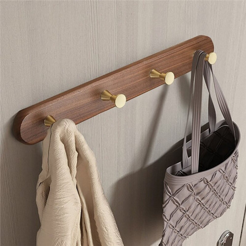 Walnut Wood Coat Rack - Modern Style Wall Hanger for Home Decor 1