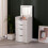 Westwood WestWood Textured LED Vanity Dressing Table 3 Drawers Flip Mirror Storage Stool 3