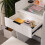 Westwood WestWood Textured LED Vanity Dressing Table 3 Drawers Flip Mirror Storage Stool 7