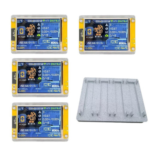 Minerador NerdMiner NMMiner 4X 1030KH/S + Suporte para 4 Slots com Tela Inteligente de 2,8 Polegadas Atualizada para Bitcoin, Criptomoedas e Loteria 2