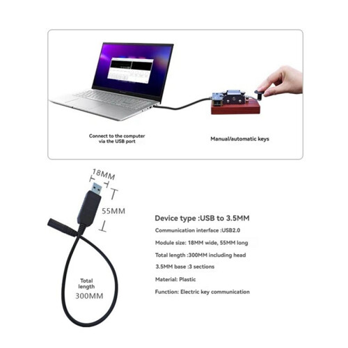 Morse Code USB Computer Cable USB to 3.5mm Communication Cable for SW Automatic/Manual Morse Trainer 2