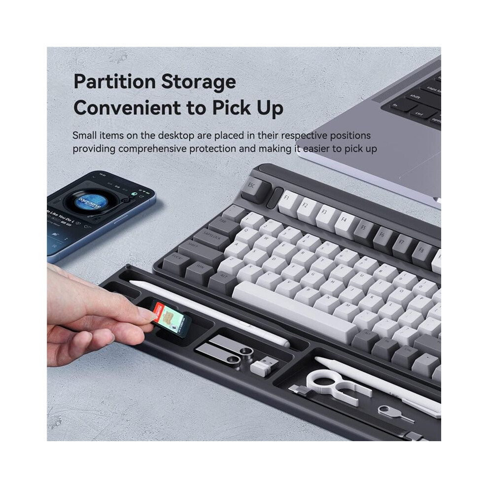 Keyboard Wrist Rest Pad Support With Desktop Partition Storage Case,For Computer Keyboard, Office- Black 4711693685905