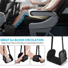 Airplane Foot Hammock, Foot Rest for Under Desk At Work, Length Adjustable Airplane Foot Rest, with Eye Mask