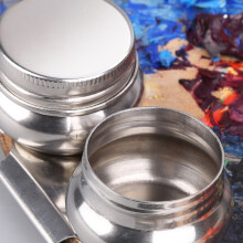 Palette Cups, 2 Pack Paint Pot Container Cup with Lid and Clip Double Dippers Stainless Steel for Oil Painting