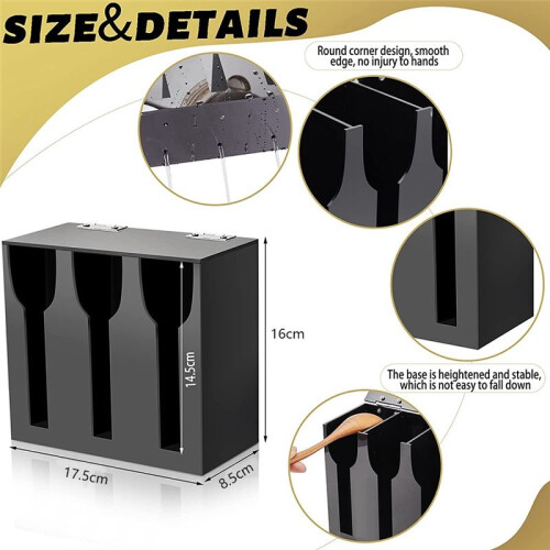 Acrylic Utensil Dispenser Cutlery Organizer with 3 Compartment Black Silverware Holder Plastic Flatware 2