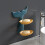 Double Layer PP Goldfish Wall Mount Soap Dish, Blue/Yellow 9