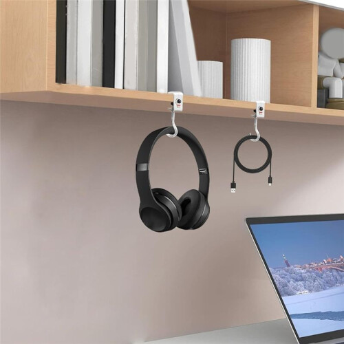 Desk Bag Hook,2 Pcs Nail Free Storage Hook, Space Organizer Headset Stand, Under Desk Hook Mount, Student Work Desk Hook 2