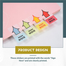 500 Adesivi Sign Here, Etichette Adesive Sign Here Tabs Sign Post Here Bandiere per Casa, Ufficio, Scuola (4 Colori)