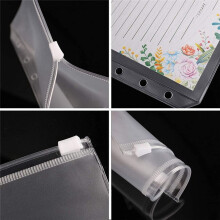 100 Stuks Transparante A6 Binder Zakken 6 Gaten Rits Mappen PVC Kaart Losbladige Zakken Cash Enveloppen voor Budgettering Binder