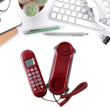 Crystal Base Telephone Fixed Landline Phone B365 Small Wall Mounted Phone Improved Display Feature Red