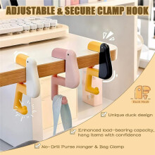 6Pcs Desk Hooks, Purse Hook for Table, Portable Duck Shaped Detachable Non-Slip Hook No-Drill Purse Hanger