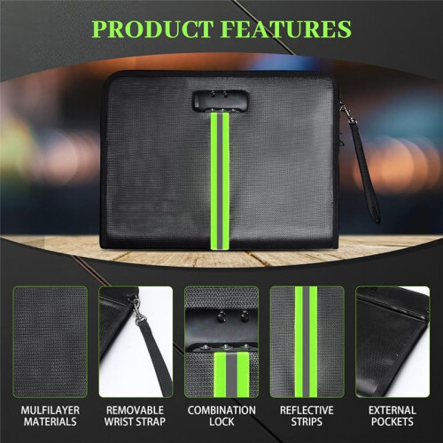 Fireproof Document Bag, 5200 Fireproof Document Box with Lock, Handle and Zipper, Document Organizer for Cash, for Home 2
