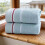 Serviettes de bain en coton bleu clair 74 x 33 cm 4