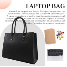 Sac D'Ordinateur Portable Femmes 15,6 Pouces Sac à Main de Travail Informatique Sac à Main en Cuir Sac de Bureau D'Affaires
