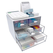 Organizer per Trucco, Organizer da Scrivania con 4 Cassetti, Organizer per Articoli Vari, Organizer per Cosmetici, Bancone da Bagno, Bianca
