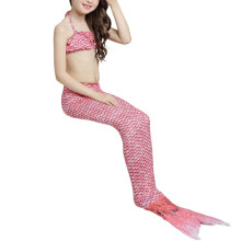 Mädchen Fischschwanz-Badeanzug-Set 130cm Wassermelonen-Rot Schlankpassform Wasserbekleidung