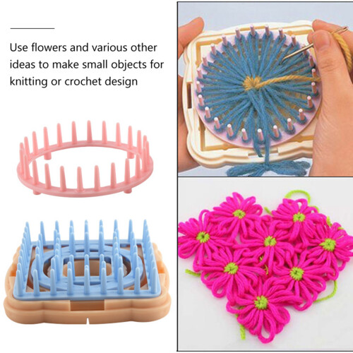 Flower Knitting Machine Kit DIY Wool Flower Machine Loom Tool Set Square Flower Maker with Needle 1