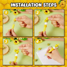 Plastic Beadable Pens Print Bee Pens Spacer Beads DIY Ballpoint for Women Office