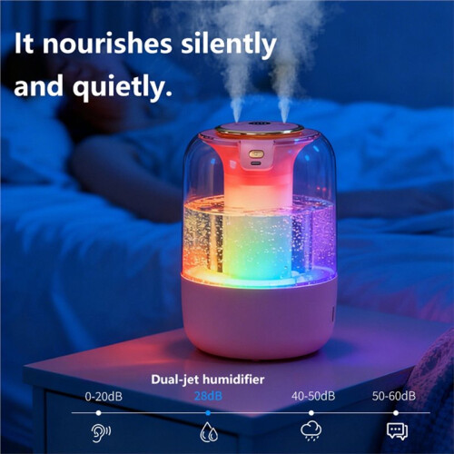 Umidificatore D'Aria da 2 Litri,  Capacità, USB, Diffusore di Aromi con Timer e Telecomando per Camera da Letto B 1