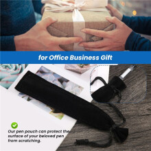 100Pcs Velvet Pen Pouch Black Drawstring Bag Single Pen Holder Packaging Sleeve for School Office Business Gift