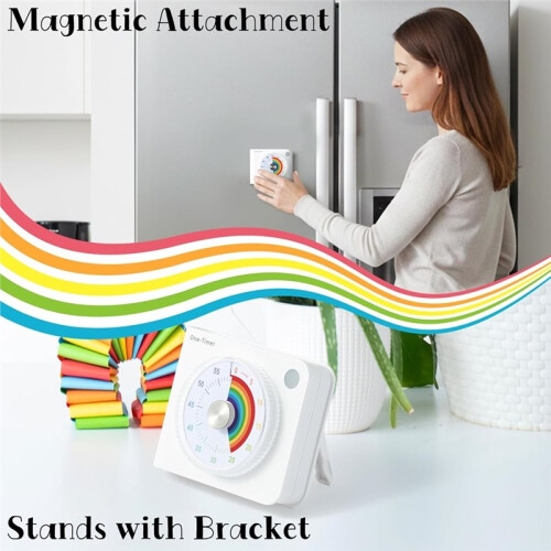 60 Minute Visual Timer-Rainbow Pattern Countdown Desk Timer Magnetic Operation  Management Tool for Office Home 1