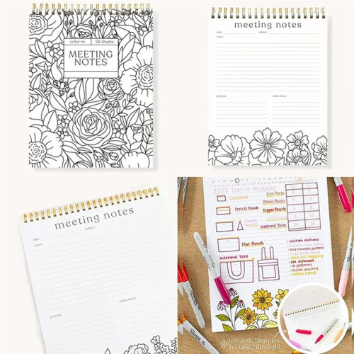 Color-in Spiral Tally Book for Classroom Office Plan Work Schedule Checklists Planer Book 1