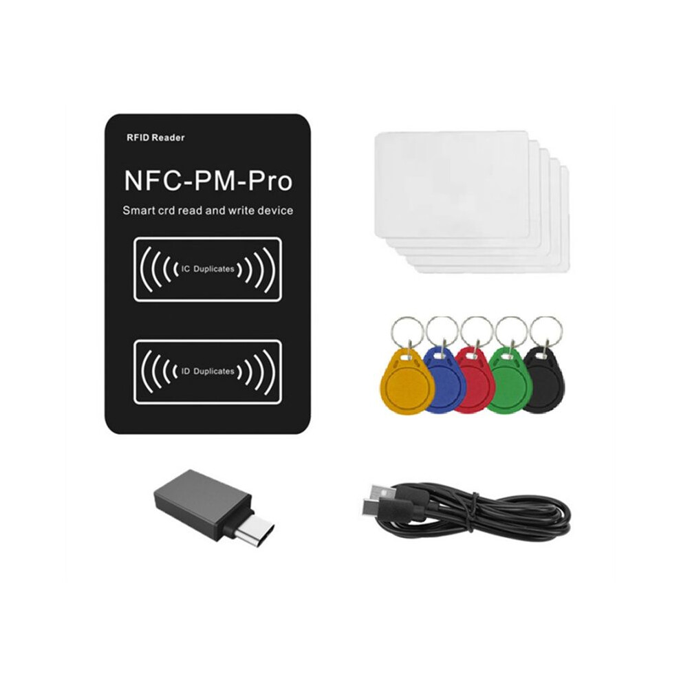 Rfid Chip Reader Pm Pro Decoder+5Xuid Keychain+5Xcuid Card Nfc Key Copier 13.56Mhz 125Khz Badge Write Token Clone Black/White 6132829095036