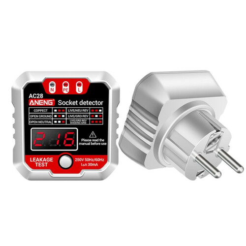 ANENG AC28 Socket Tester with LCD Display - Voltage and Phase Meter for EU Outlets, Electrical Safety Inspection Tool B EU PLUG