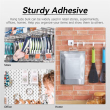 Hang Tabs, 200 Pcs Clear Sticky Hanging Tabs Slot Hole Self Adhesive Plastic Hang Tags, 4.5 X 3.5cm
