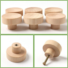 Round Wooden Drawer Knobs Wooden Cabinet Furniture Drawer Pulls, Suitable for Drawer Wardrobe Dresser (24 Pieces)