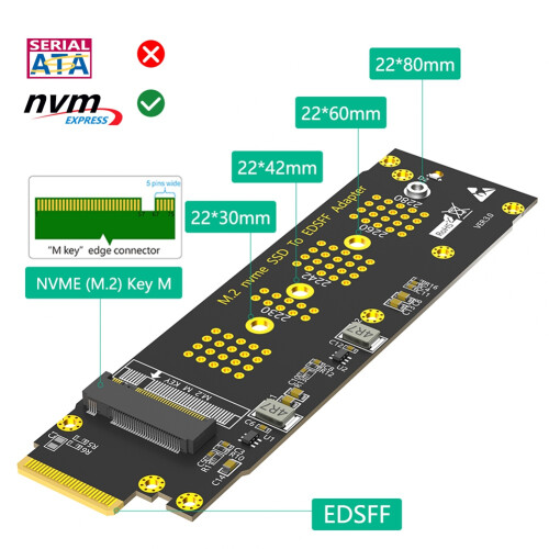 NVMe M.2 SSD auf NVMe EDSFF E1.S SSD Adapter 2