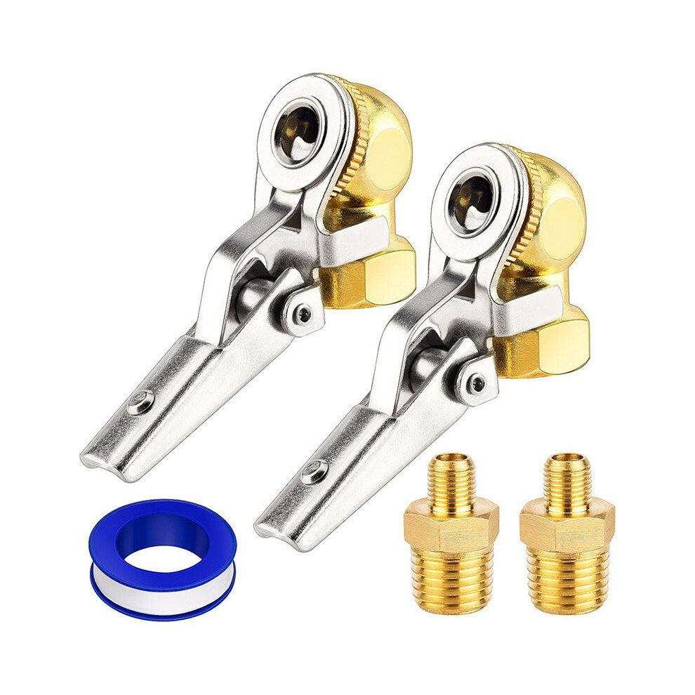 2 Set 1/4Inch Female Npt Air Chuck With Clip, Locking Closed Tire Chuck With Inflator Adapter 4713026518836